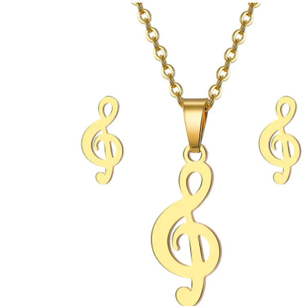 Heart Pendant Necklace & Earring Set – Minimalist Stainless Steel Jewelry for Women