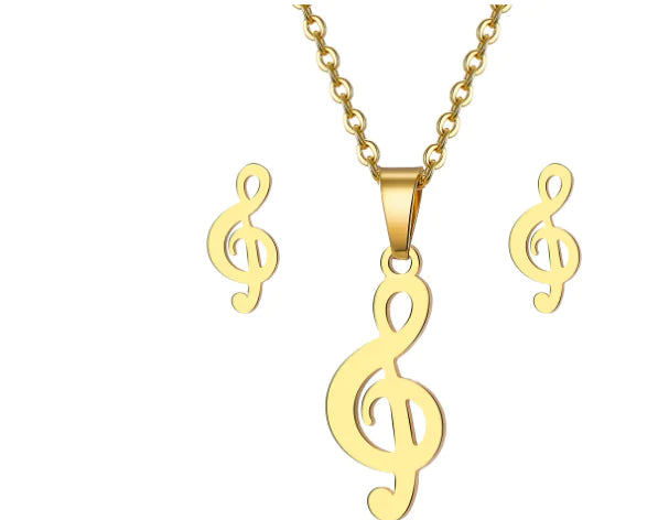 Heart Pendant Necklace & Earring Set – Minimalist Stainless Steel Jewelry for Women