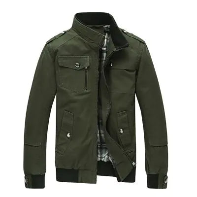 Men’s Pure Cotton Casual Stand Collar Washed Jacket – Spring & Autumn