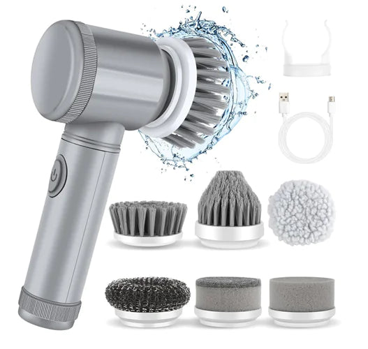 Rechargeable Electric Cordless Cleaning Brush with Interchangeable Heads