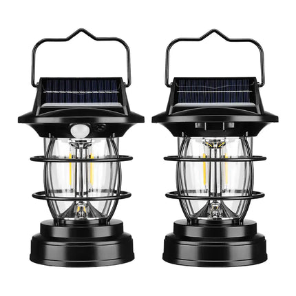 Vintage Solar-Powered Camping Lantern – Waterproof Outdoor Light with Motion Sensor