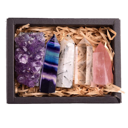 Amethyst Crystal Healing Gift Box – Natural Stone Energy Set for Meditation, Reiki & Décor