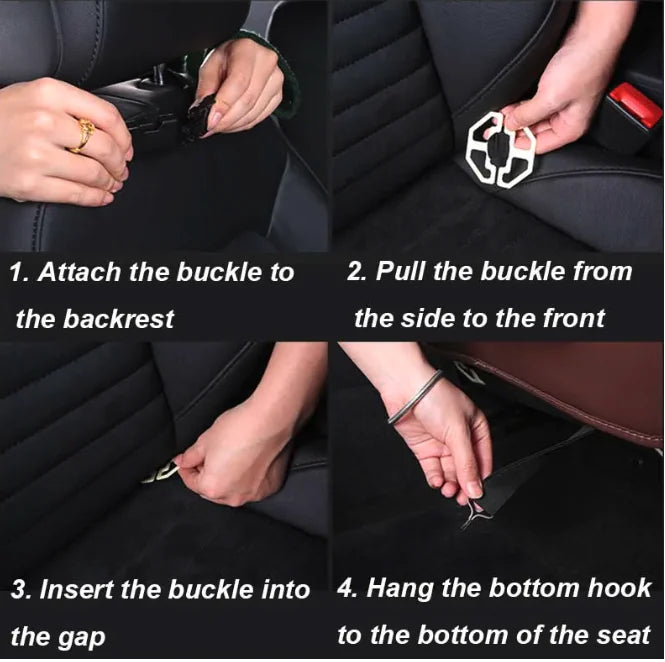 Car Seat Organizer with Foldable Table – PU Leather Backseat Storage & Tray