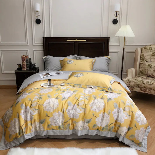 European-Style Cotton Bedding Set – Luxurious Floral Design