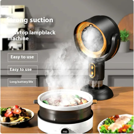 “Portable desktop range hood in Black Gold color”

“Compact USB air purifier for small spaces”

“Rechargeable range hood with 2400mAh battery”

“Mini smoke removal and deodorizing device”

“Portable tabletop air purifier for home and office”