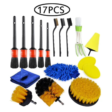 17-Piece Drill Brush Set – Car Cleaning & Polishing Kit