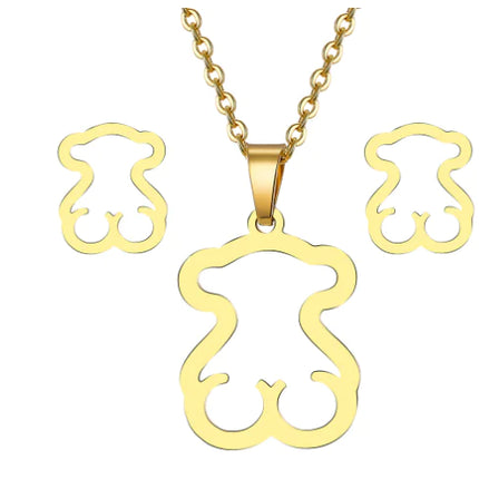 Heart Pendant Necklace & Earring Set – Minimalist Stainless Steel Jewelry for Women