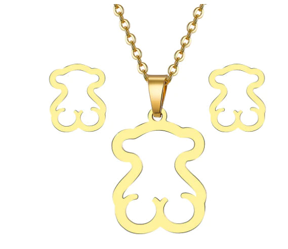 Heart Pendant Necklace & Earring Set – Minimalist Stainless Steel Jewelry for Women