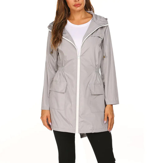 Women’s Waterproof Light Raincoat – Hooded Windbreaker for Outdoor Adventures (S–XXL)