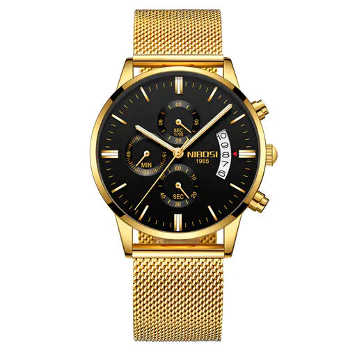 Men’s Luxurious Gold Wrist Watch – Elegant Quartz Timepiece