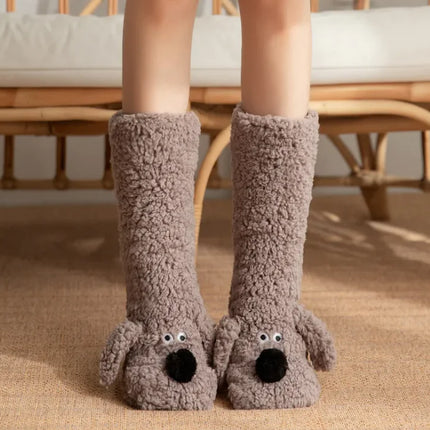 Winter Plush Non-Slip Floor Socks – Soft Warm Fuzzy House Slippers for Women & Teens