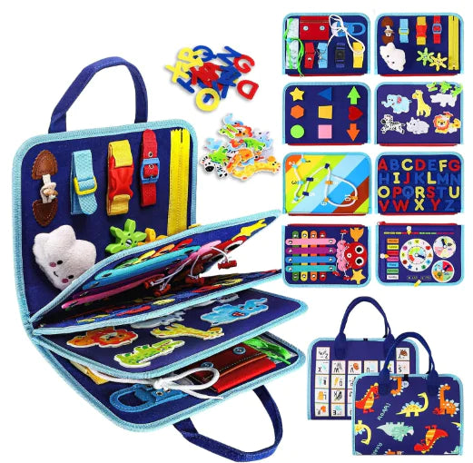Montessori Busy Board – Upgraded Felt Learning Set for Toddlers & Kids | Sensory Toy | free worldwide shipping.