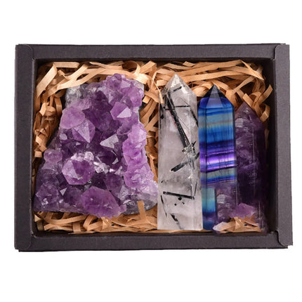 Amethyst Crystal Healing Gift Box – Natural Stone Energy Set for Meditation, Reiki & Décor