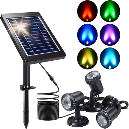RGB Submersible Solar Garden Spotlights – Waterproof Pathway & Pond Lighting