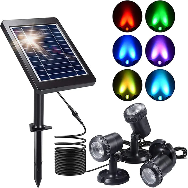 RGB Submersible Solar Garden Spotlights – Waterproof Pathway & Pond Lighting