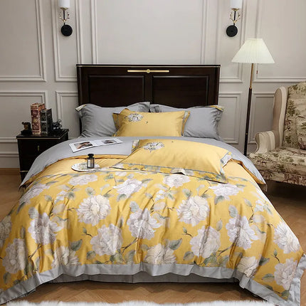 European-Style Cotton Bedding Set – Luxurious Floral Design