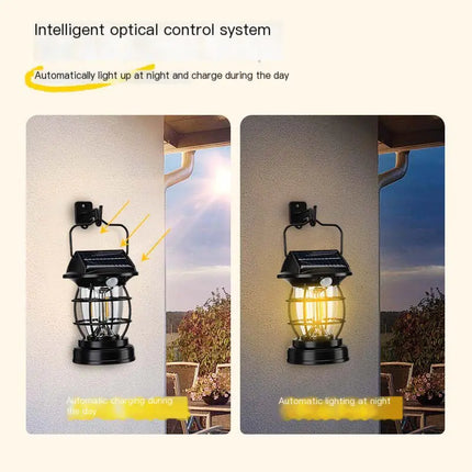 Vintage Solar-Powered Camping Lantern – Waterproof Outdoor Light with Motion Sensor
