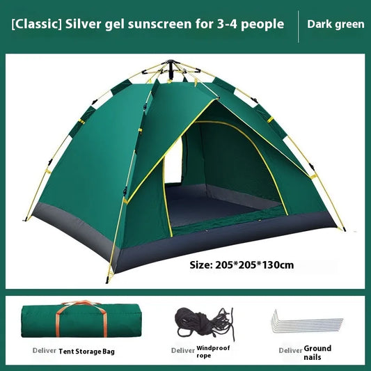 3–4 Person Double Automatic Camping Tent – Waterproof, UV-Protected & Easy Setup | Free Worldwide Shipping