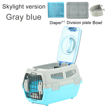 Portable Airline Pet Carrier – Travel Crate for Dogs, Cats & Rabbits with Bowl & Mat Set