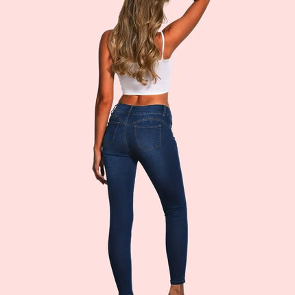 Blue Slim Fit Skinny Jeans – High-Stretch Ankle-Length Denim