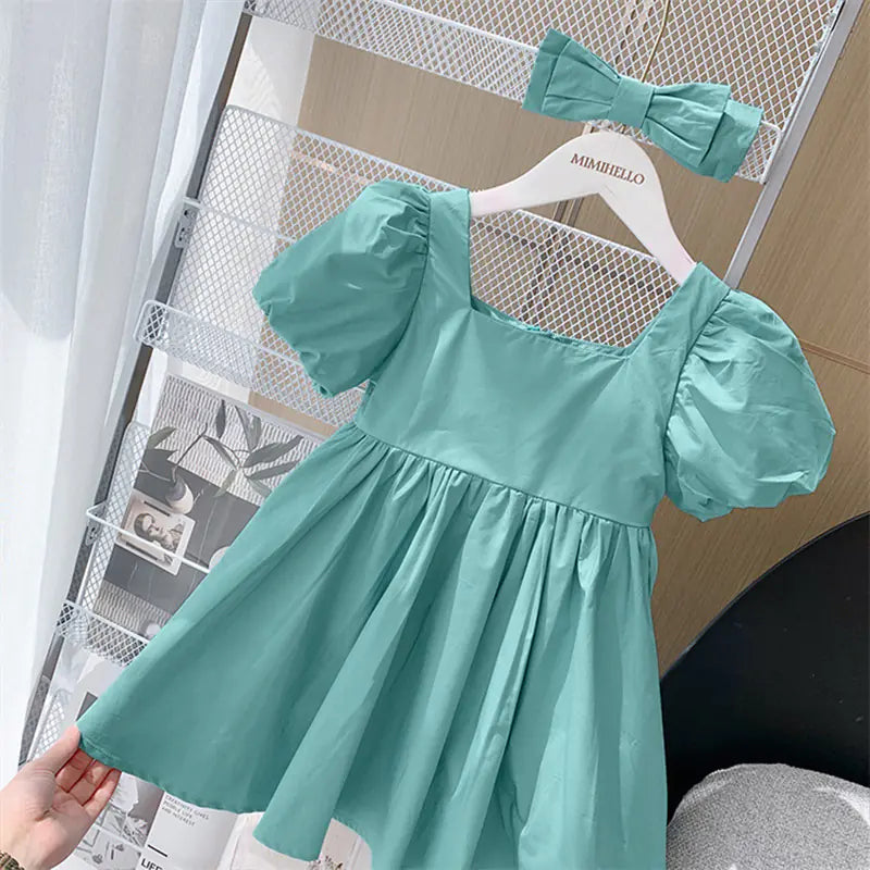 Children's Short Sleeve Princess Dress – Fairy Tale Costume for Baby Girls (90–110cm)