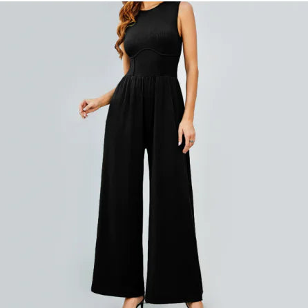 Sleeveless Women’s Jumpsuit with Wide Legs