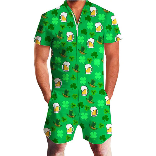 Men’s Hawaiian Shirt & Shorts Bodysuit Outfit – Tropical Vacation Style