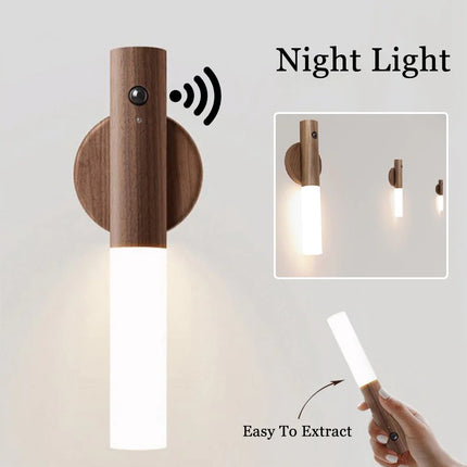 Motion Sensor LED Light | Magnetic USB Rechargeable Wooden Lamp