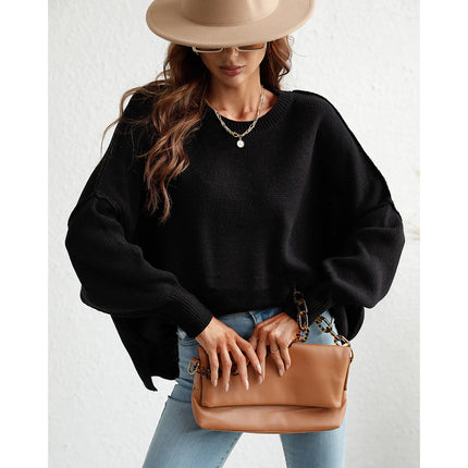 "Women's long sleeve crew neck sweater in soft cozy knit"