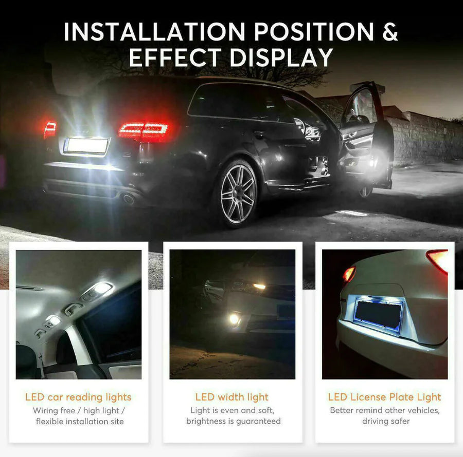28pcs Car Interior LED Light Bulb Set – Dome, Map, Door, Trunk, License Plate