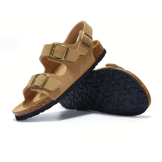 Comfortable Cork Summer Sandals for Couples – Two-Buckle Unisex Slippers