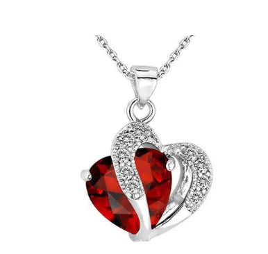 Heart Crystal Pendant Necklace for Women – Water Wave Chain, 9 Color Options