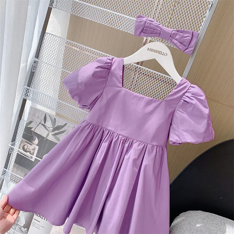 Children's Short Sleeve Princess Dress – Fairy Tale Costume for Baby Girls (90–110cm)