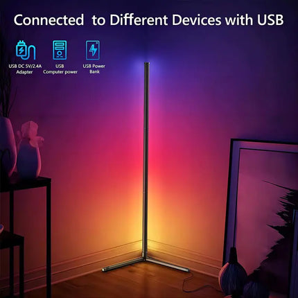 RGB LED Floor Lamp – Smart Color-Changing Ambient Light with Remote & Voice Control