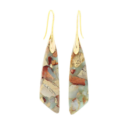 Bohemian Geometric Pendant Earrings – Natural Emperor Stone Dangle Jewelry for Women