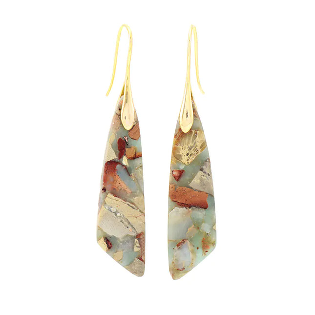 Bohemian Geometric Pendant Earrings – Natural Emperor Stone Dangle Jewelry for Women