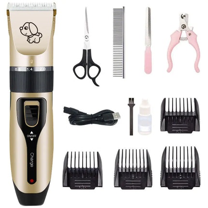 Electric Pet Grooming Kit for Dogs and Cats – Cordless Clipper Set with Multiple Blade Options