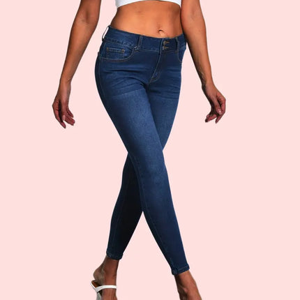 Blue Slim Fit Skinny Jeans – High-Stretch Ankle-Length Denim