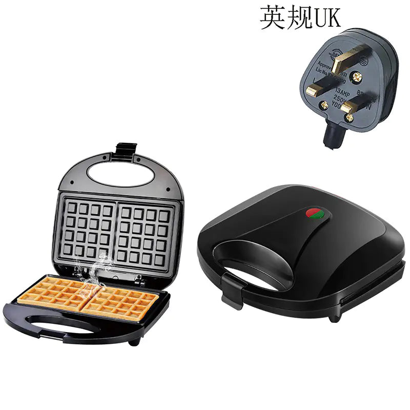 3-in-1 Waffle & Sandwich Maker – Compact Breakfast Machine (750W)