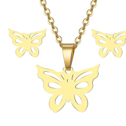 Heart Pendant Necklace & Earring Set – Minimalist Stainless Steel Jewelry for Women