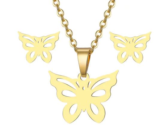 Heart Pendant Necklace & Earring Set – Minimalist Stainless Steel Jewelry for Women