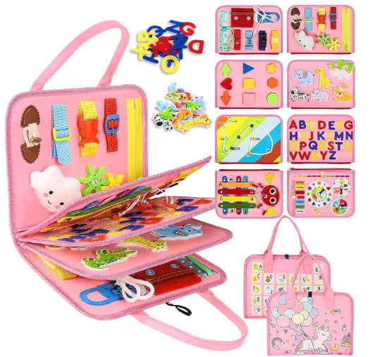 Montessori Busy Board – Upgraded Felt Learning Set for Toddlers & Kids | Sensory Toy | free worldwide shipping.