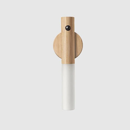 "Magnetic USB rechargeable motion sensor LED light with wooden base"