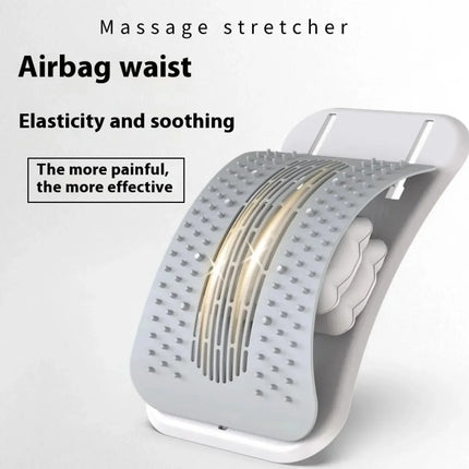 Gray airbag waist massage stretcher with spiked rollers for back pain relief and elasticity