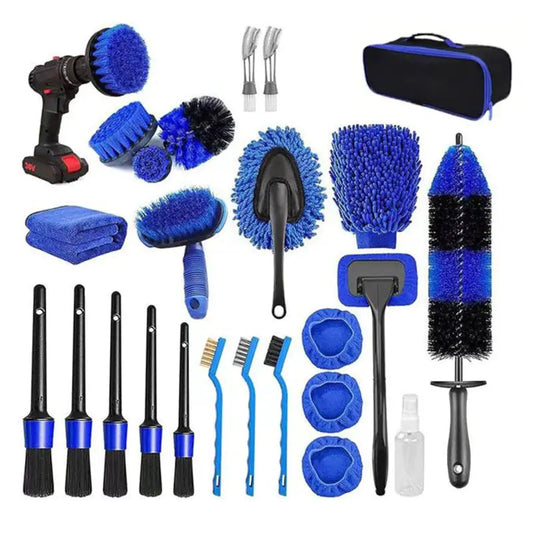 26-Piece Car Detailing Brush Set with Drill Attachments