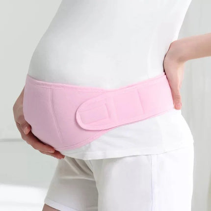 Pink maternity support belt with adjustable velcro, providing belly and back relief during pregnancy