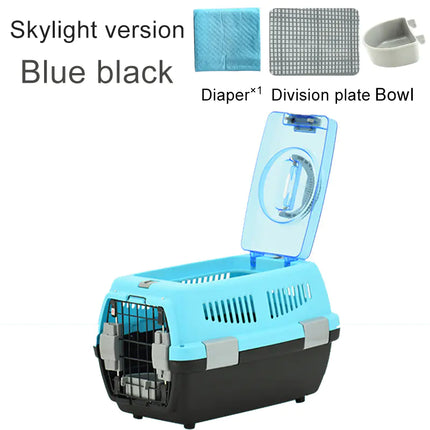 Portable Airline Pet Carrier – Travel Crate for Dogs, Cats & Rabbits with Bowl & Mat Set
