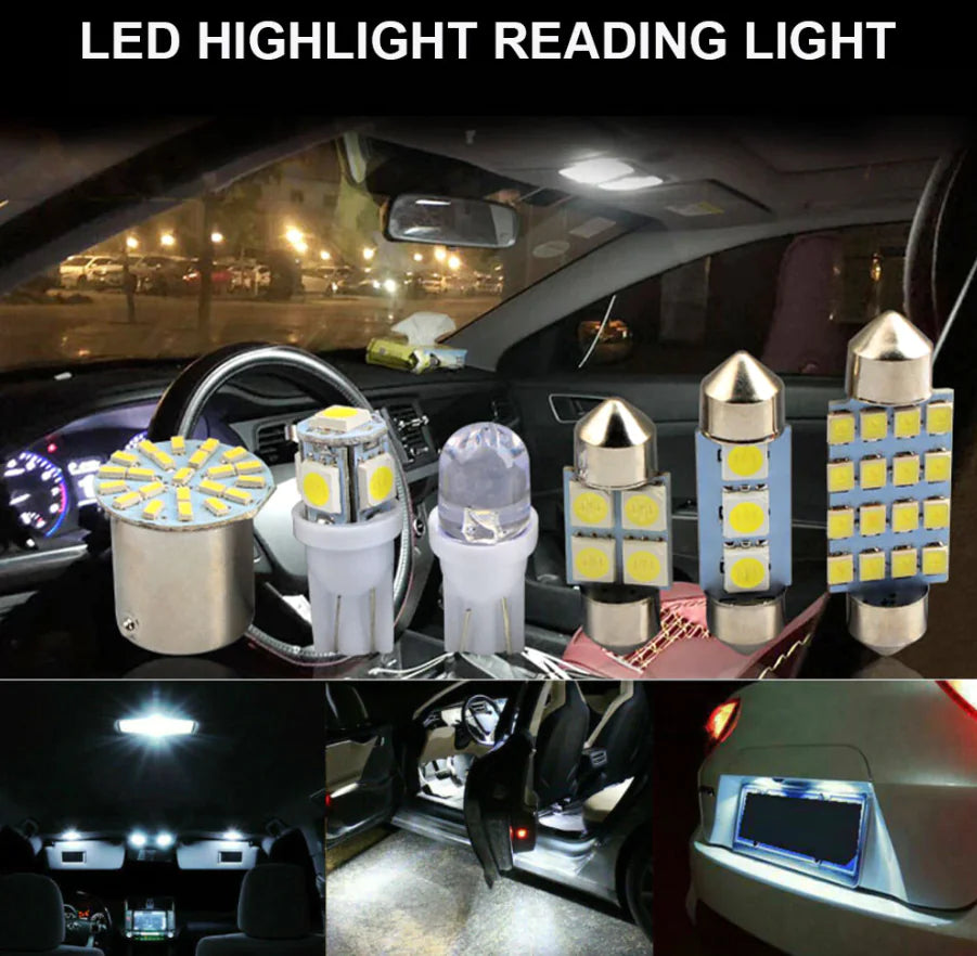 28pcs Car Interior LED Light Bulb Set – Dome, Map, Door, Trunk, License Plate