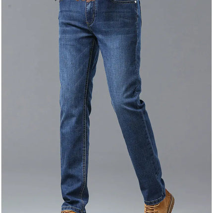 Straight Slim-Fit Stretch Jeans – Business Casual Denim