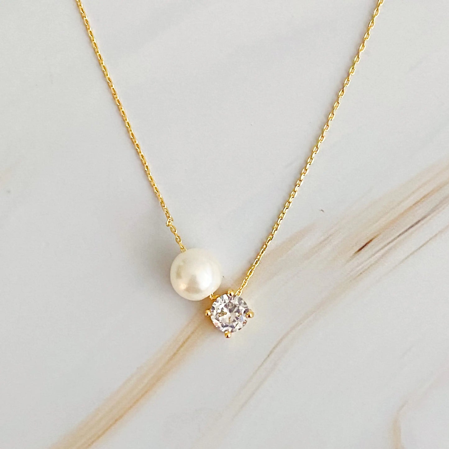 Single Pearl and Diamond Necklace – Minimalist Women’s Jewelry